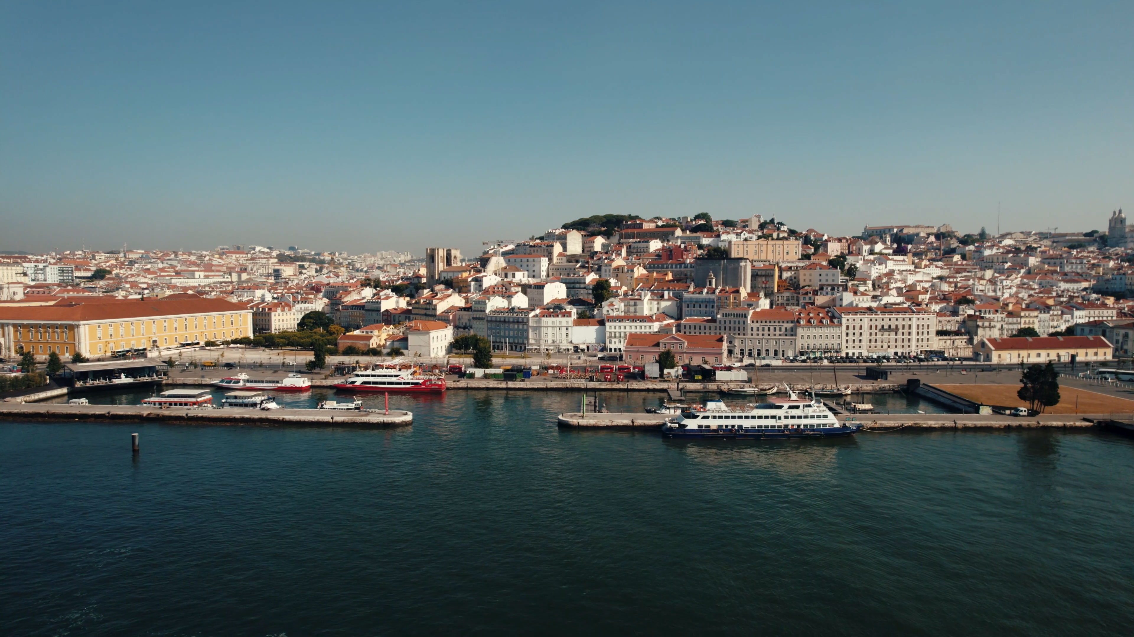 View over the Tagus River, Terreiro do Paço and the Baixa from LIOZ Lisboa hotel apartments at Campo das Cebolas
