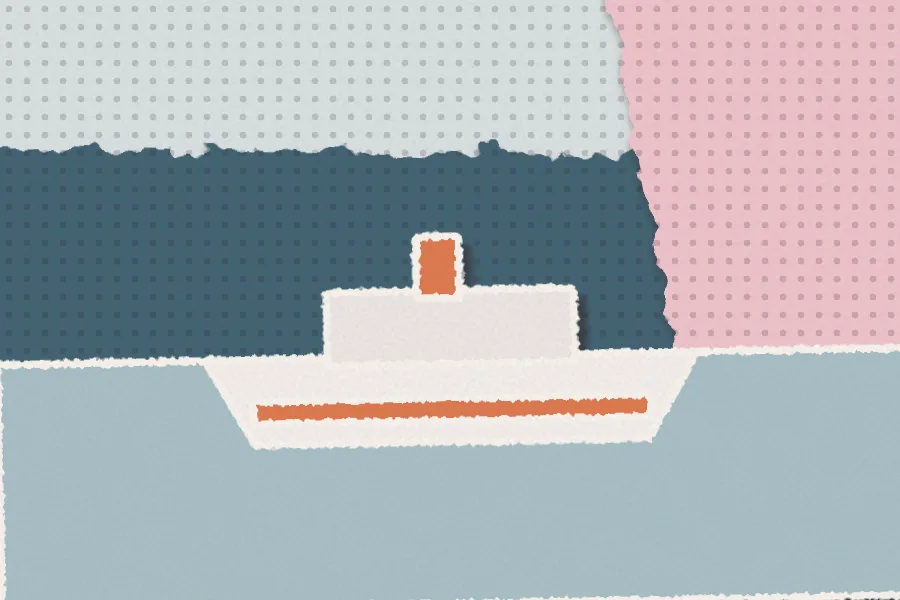 Collage illustration: Ferry to Cacilhas