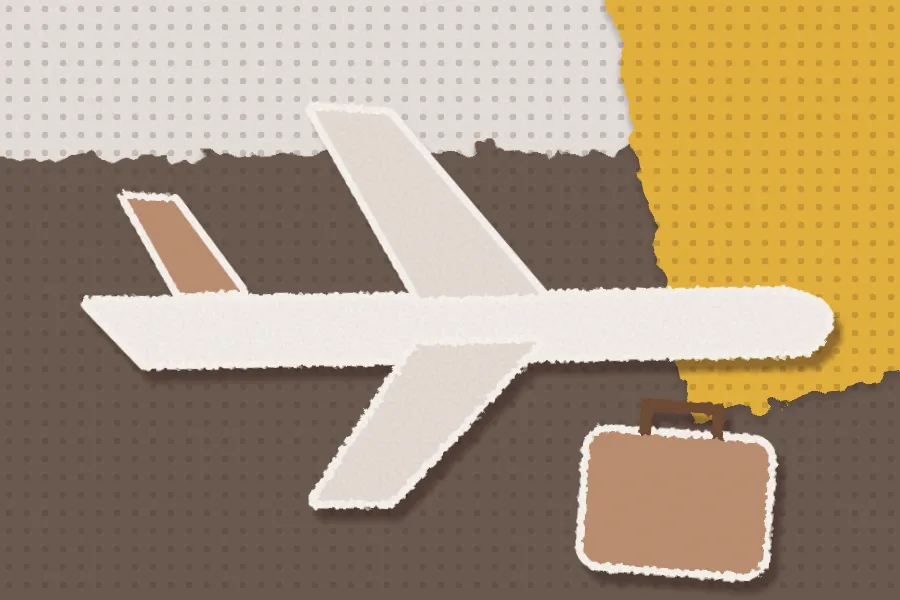Collage illustration: The car to the airport
